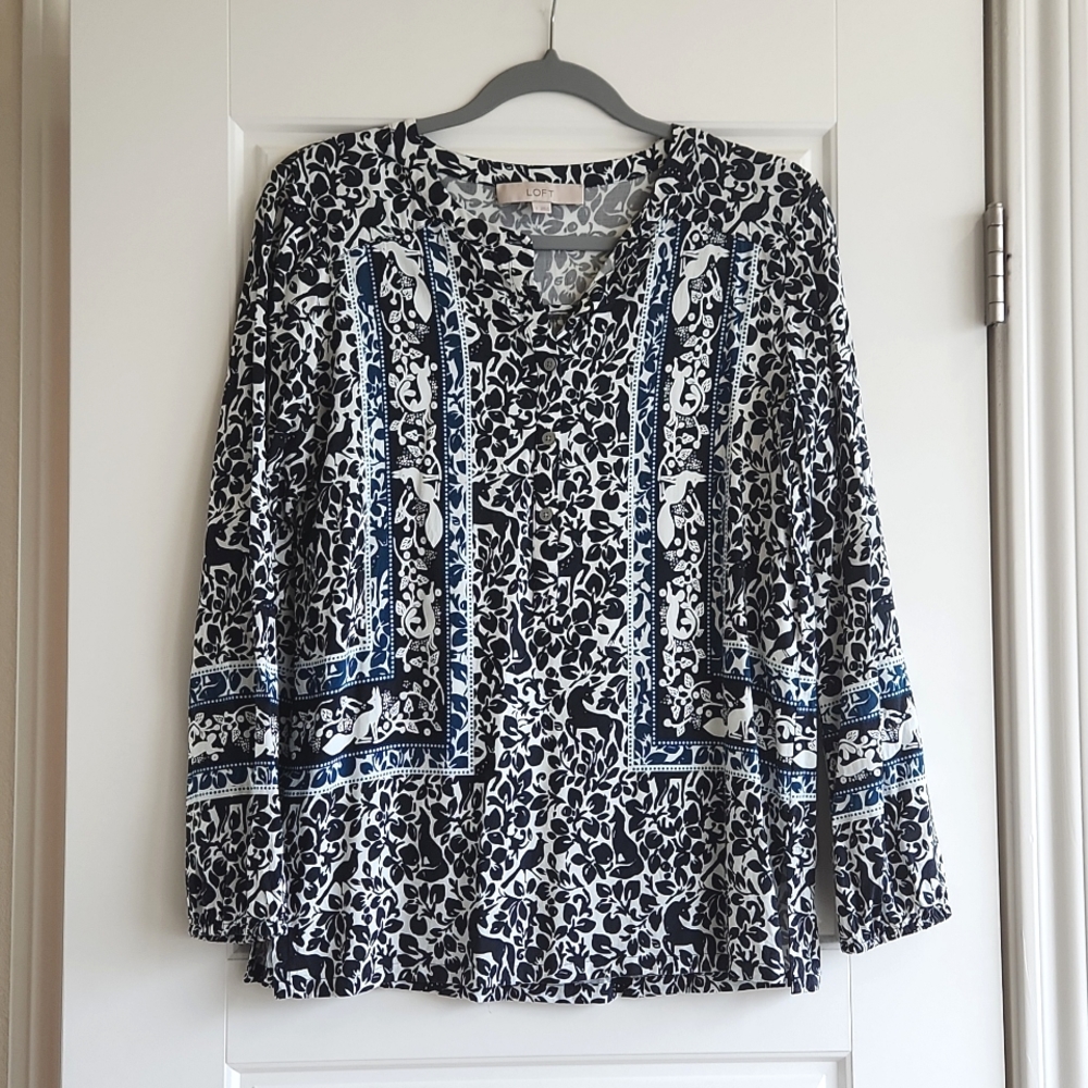 LOFT Animal Print Blouse